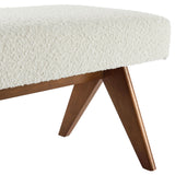 47 Inch Boucle Upholstered Accent Bench with Splayed Rubberwood Legs