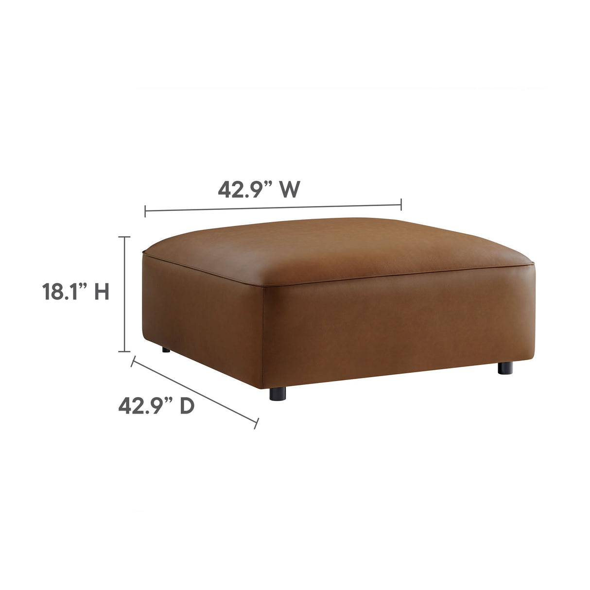Vegan Leather Square Modular Ottoman 43 Inch
