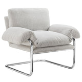 41 Inch Boucle Fabric Accent Chair with Stainless Steel Cantilever Frame