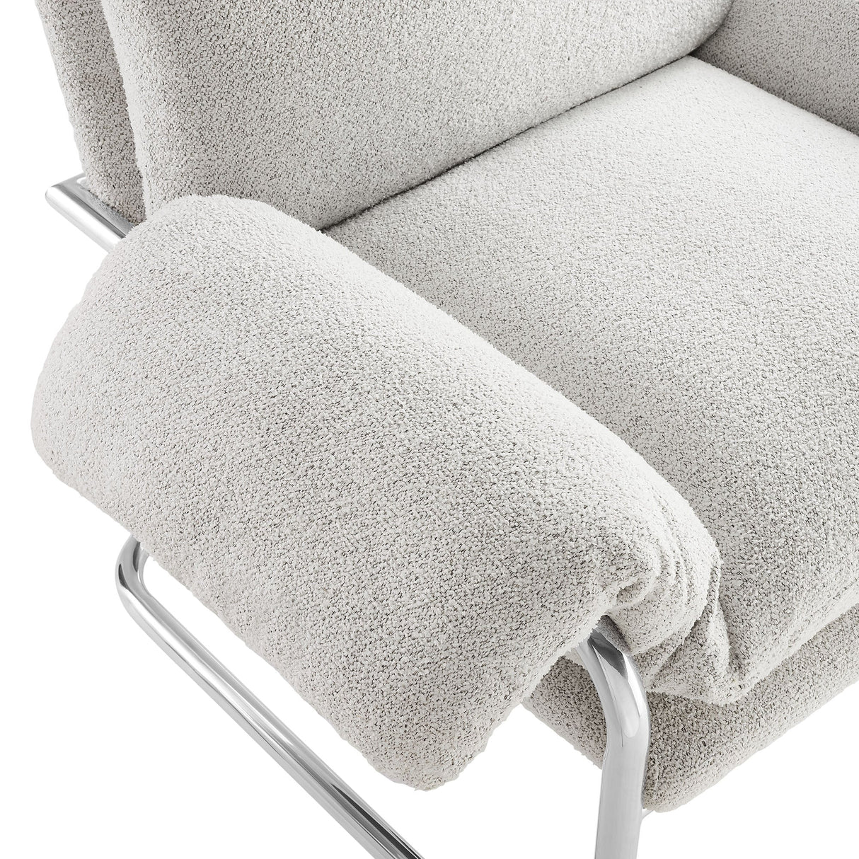 41 Inch Boucle Fabric Accent Chair with Stainless Steel Cantilever Frame