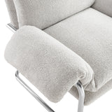41 Inch Boucle Fabric Accent Chair with Stainless Steel Cantilever Frame