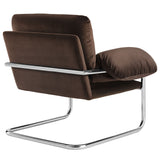 41 Inch Performance Velvet Cantilever Accent Armchair with Overstuffed Cushions