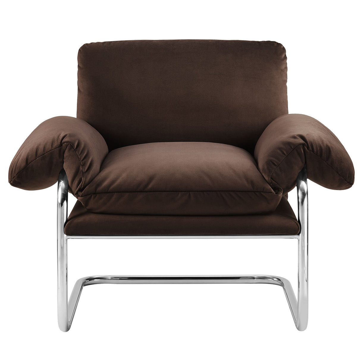 41 Inch Performance Velvet Cantilever Accent Armchair with Overstuffed Cushions