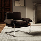 41 Inch Performance Velvet Cantilever Accent Armchair with Overstuffed Cushions