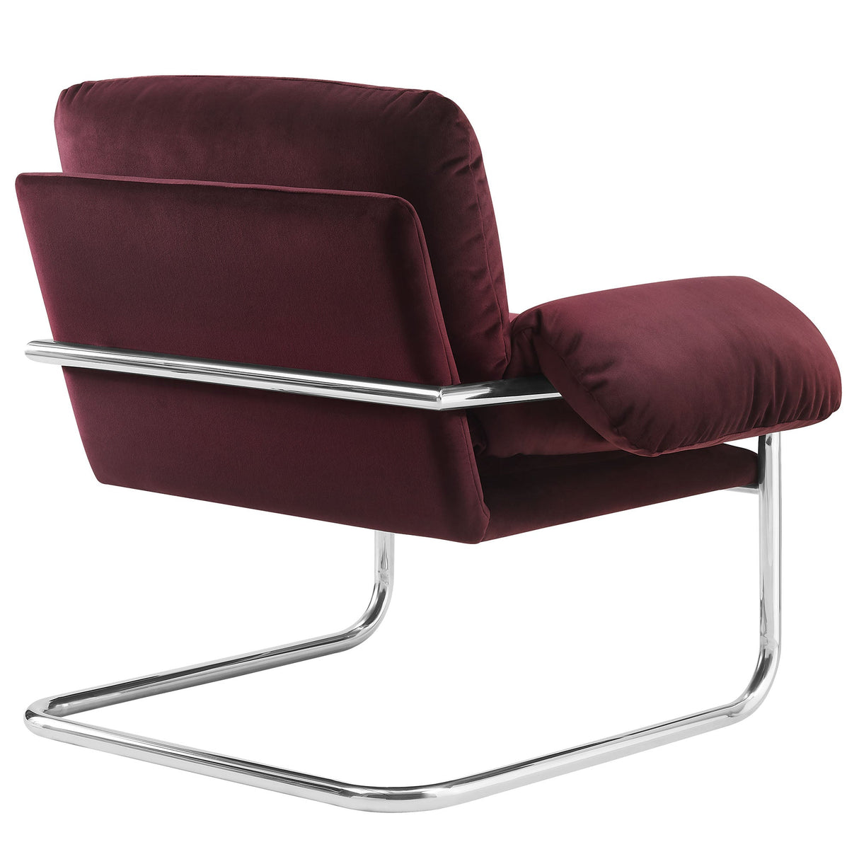 41 Inch Performance Velvet Cantilever Accent Armchair with Overstuffed Cushions