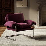 41 Inch Performance Velvet Cantilever Accent Armchair with Overstuffed Cushions
