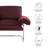 41 Inch Performance Velvet Cantilever Accent Armchair with Overstuffed Cushions