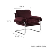 41 Inch Performance Velvet Cantilever Accent Armchair with Overstuffed Cushions