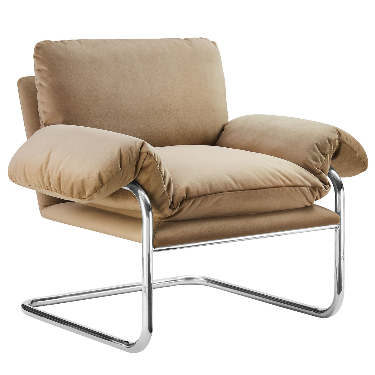 41 Inch Performance Velvet Cantilever Accent Armchair with Overstuffed Cushions