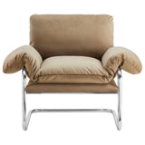 41 Inch Performance Velvet Cantilever Accent Armchair with Overstuffed Cushions