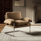 41 Inch Performance Velvet Cantilever Accent Armchair with Overstuffed Cushions