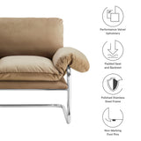 41 Inch Performance Velvet Cantilever Accent Armchair with Overstuffed Cushions