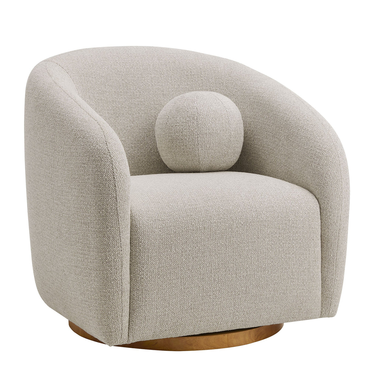 31 Inch Curved Swivel Chenille Fabric Armchair