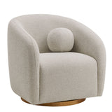 31 Inch Curved Swivel Chenille Fabric Armchair