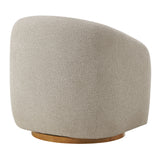 31 Inch Curved Swivel Chenille Fabric Armchair