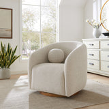 31 Inch Curved Swivel Chenille Fabric Armchair
