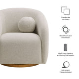 31 Inch Curved Swivel Chenille Fabric Armchair