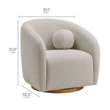 31 Inch Curved Swivel Chenille Fabric Armchair