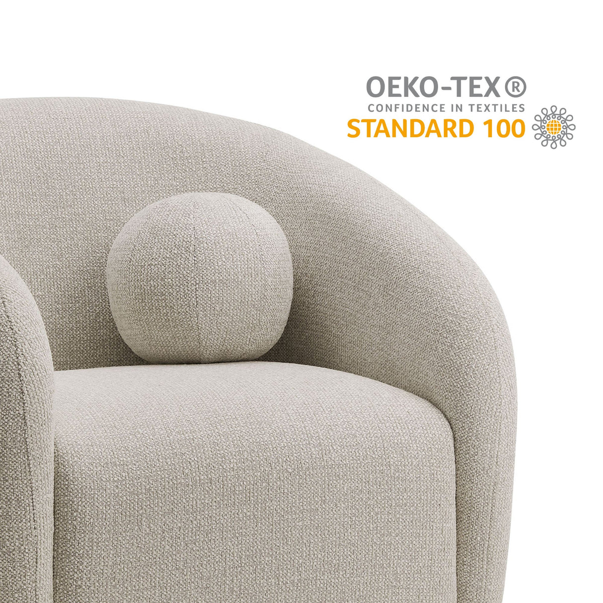 31 Inch Curved Swivel Chenille Fabric Armchair