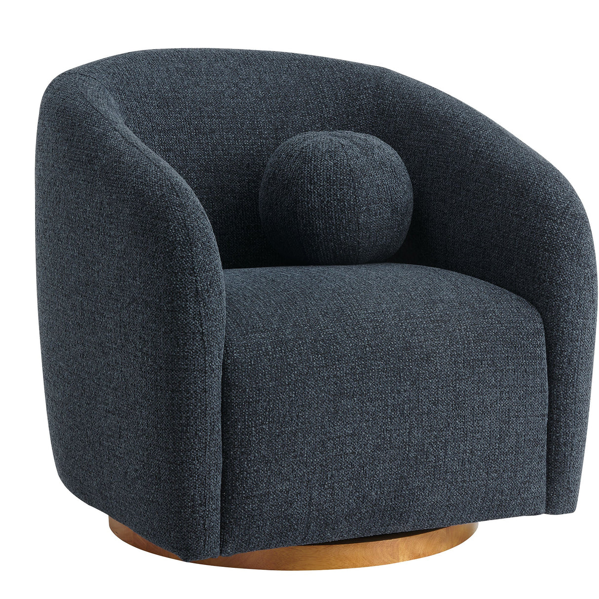 31 Inch Curved Swivel Chenille Fabric Armchair