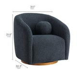 31 Inch Curved Swivel Chenille Fabric Armchair