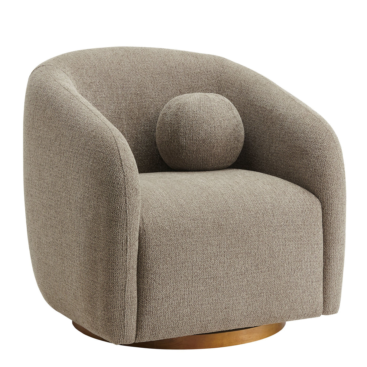 31 Inch Curved Swivel Chenille Fabric Armchair