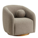 31 Inch Curved Swivel Chenille Fabric Armchair