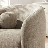 31 Inch Curved Swivel Chenille Fabric Armchair
