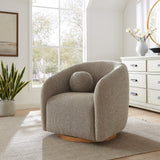 31 Inch Curved Swivel Chenille Fabric Armchair