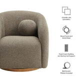31 Inch Curved Swivel Chenille Fabric Armchair