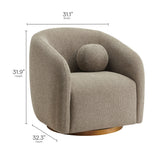 31 Inch Curved Swivel Chenille Fabric Armchair