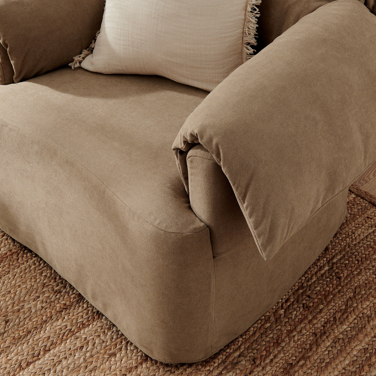 43 Inch Slipcovered Fabric Oversized Armchair with Down-Blend Cushions
