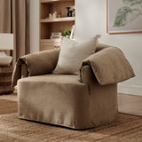 43 Inch Slipcovered Fabric Oversized Armchair with Down-Blend Cushions