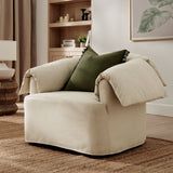 43 Inch Slipcovered Fabric Oversized Armchair with Down-Blend Cushions