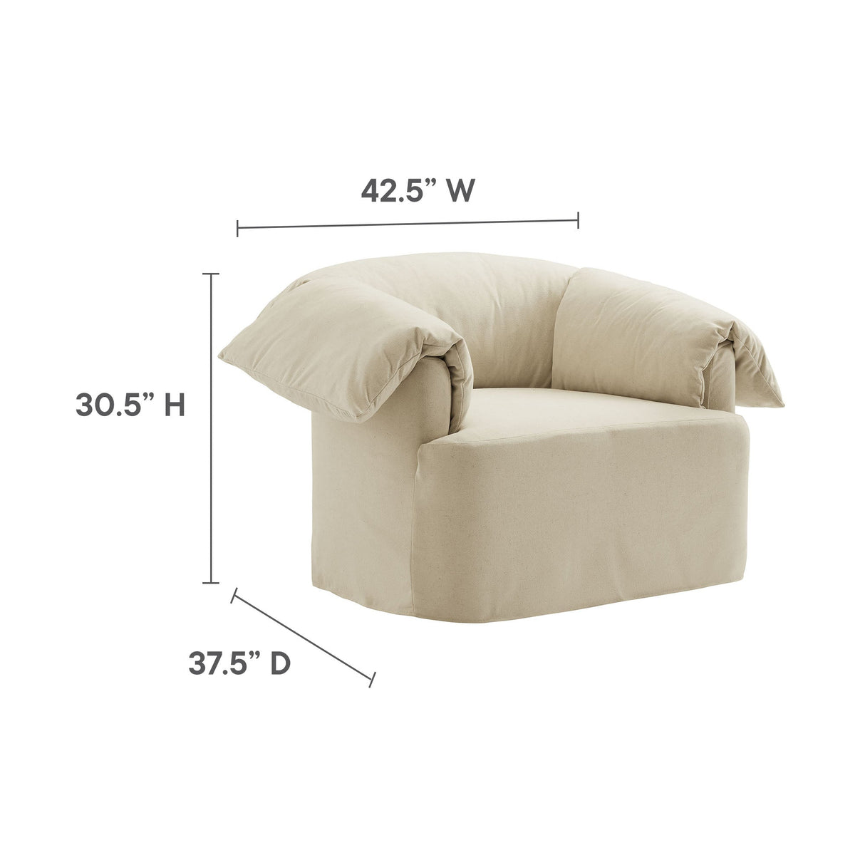 43 Inch Slipcovered Fabric Oversized Armchair with Down-Blend Cushions