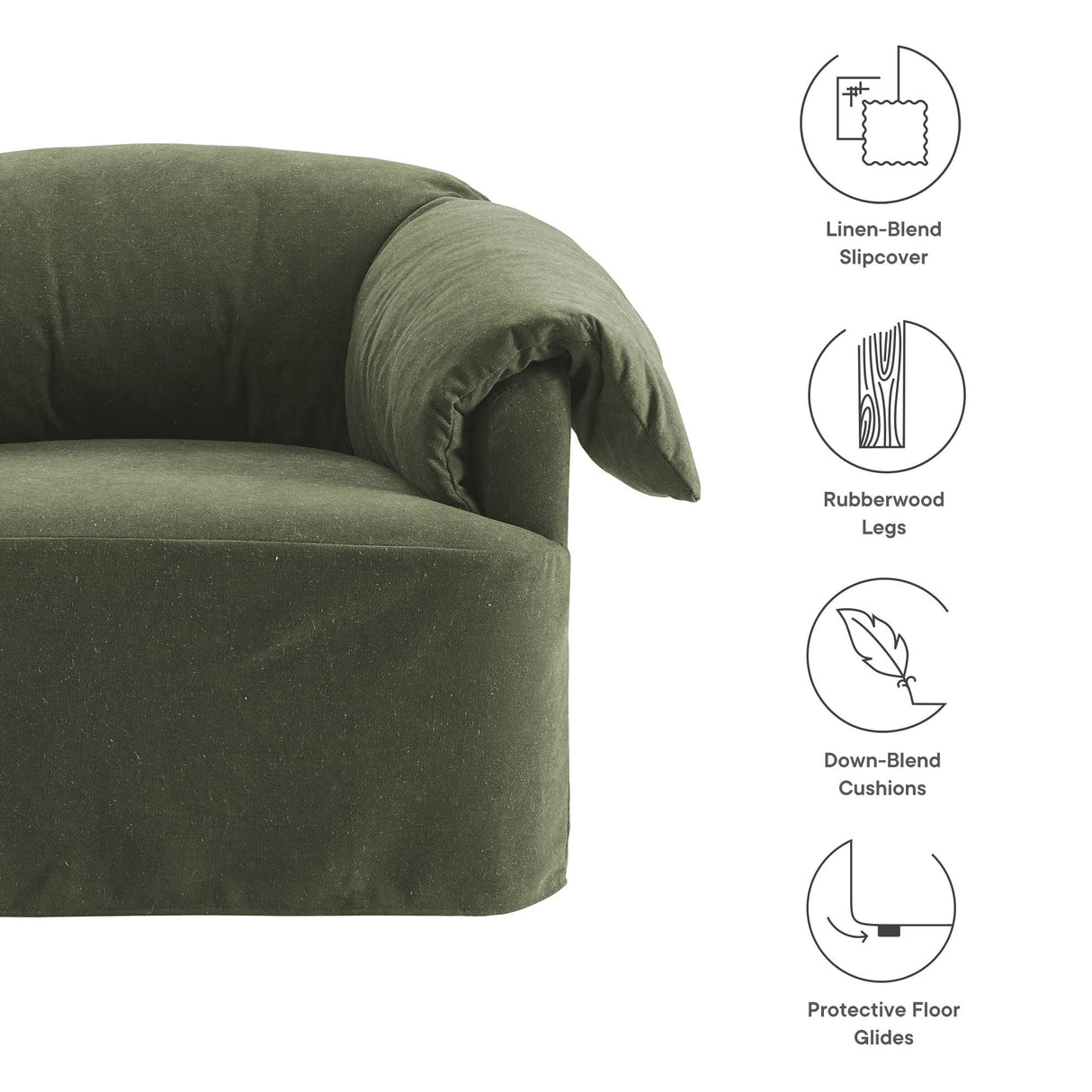 43 Inch Slipcovered Fabric Oversized Armchair with Down-Blend Cushions