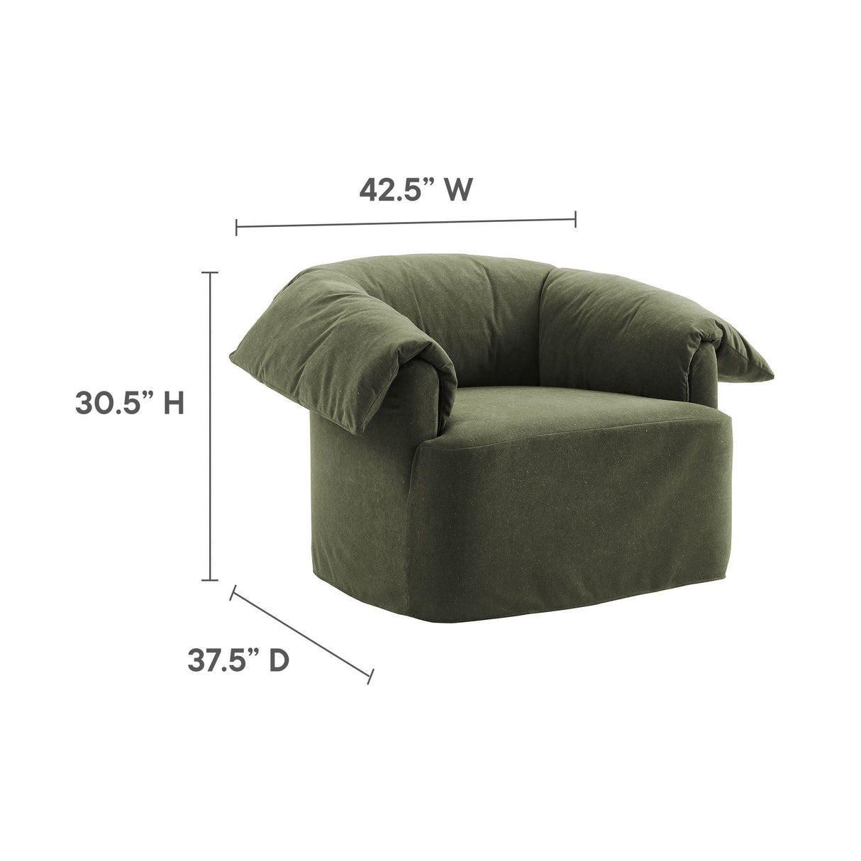 43 Inch Slipcovered Fabric Oversized Armchair with Down-Blend Cushions