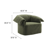 43 Inch Slipcovered Fabric Oversized Armchair with Down-Blend Cushions