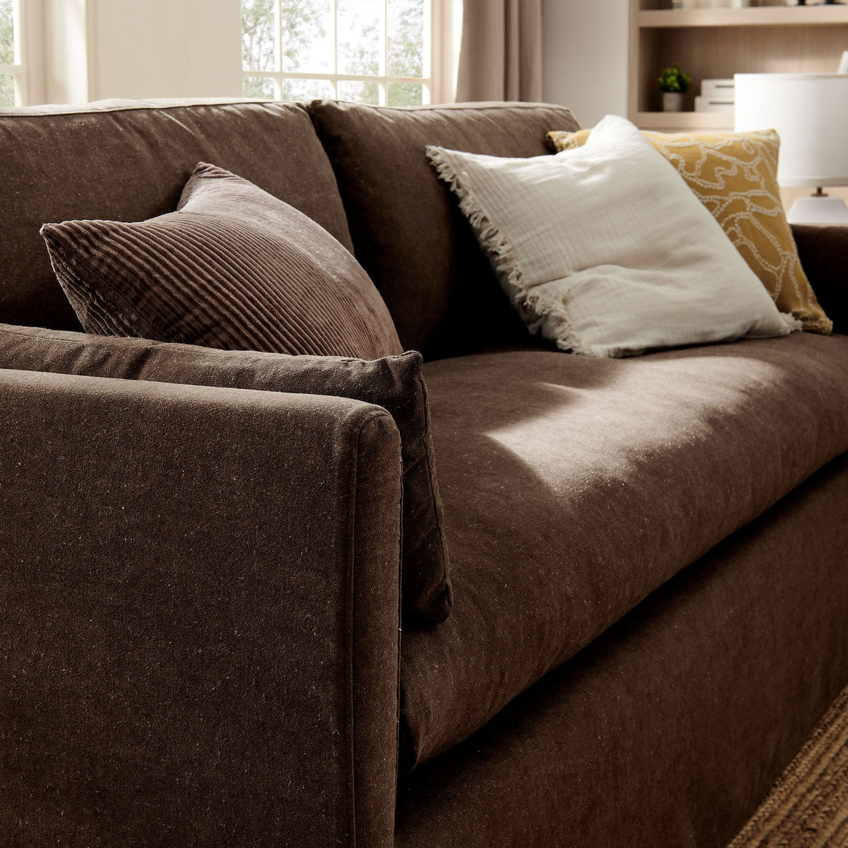 Refined Contemporary Slipcovered Fabric Sofa
