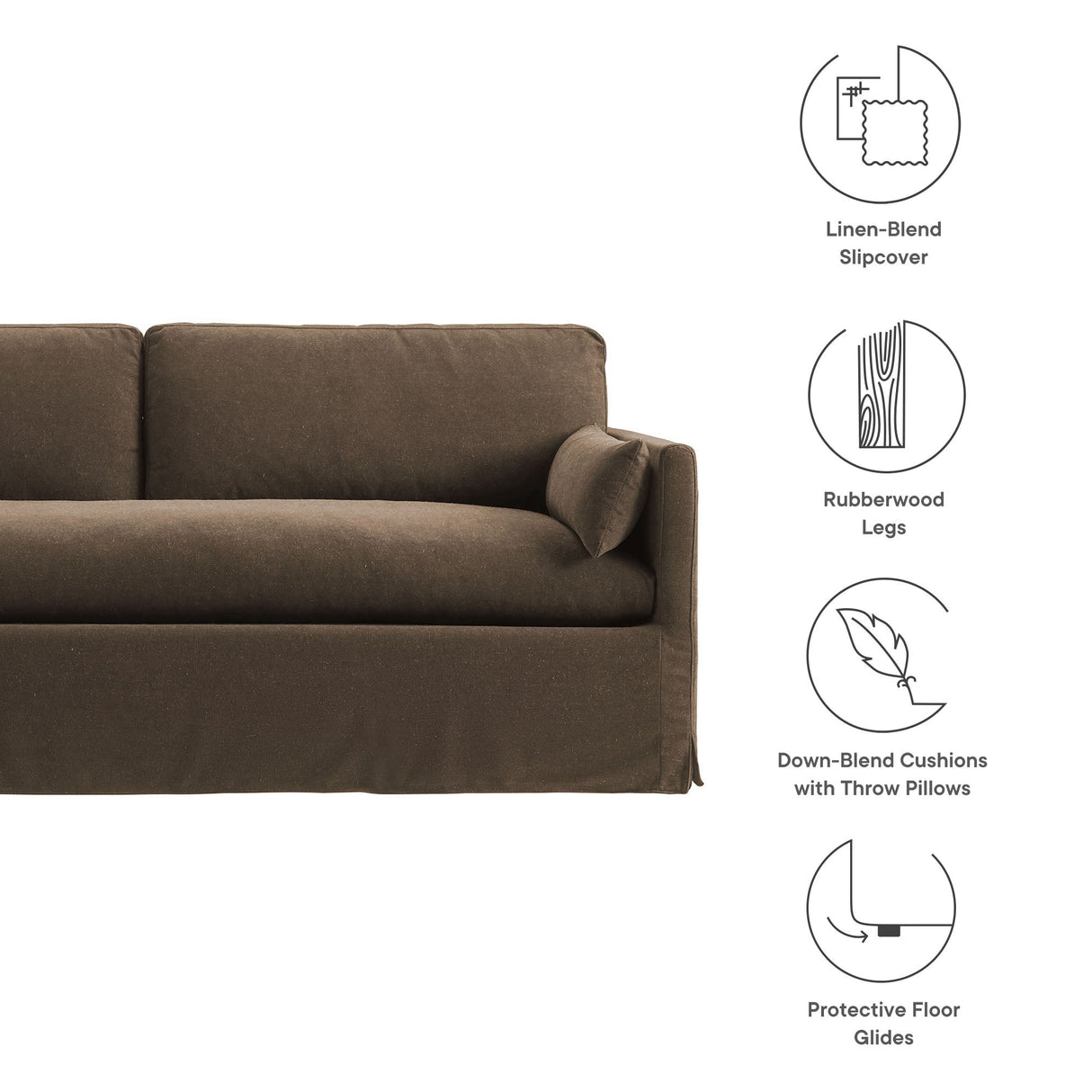 Refined Contemporary Slipcovered Fabric Sofa