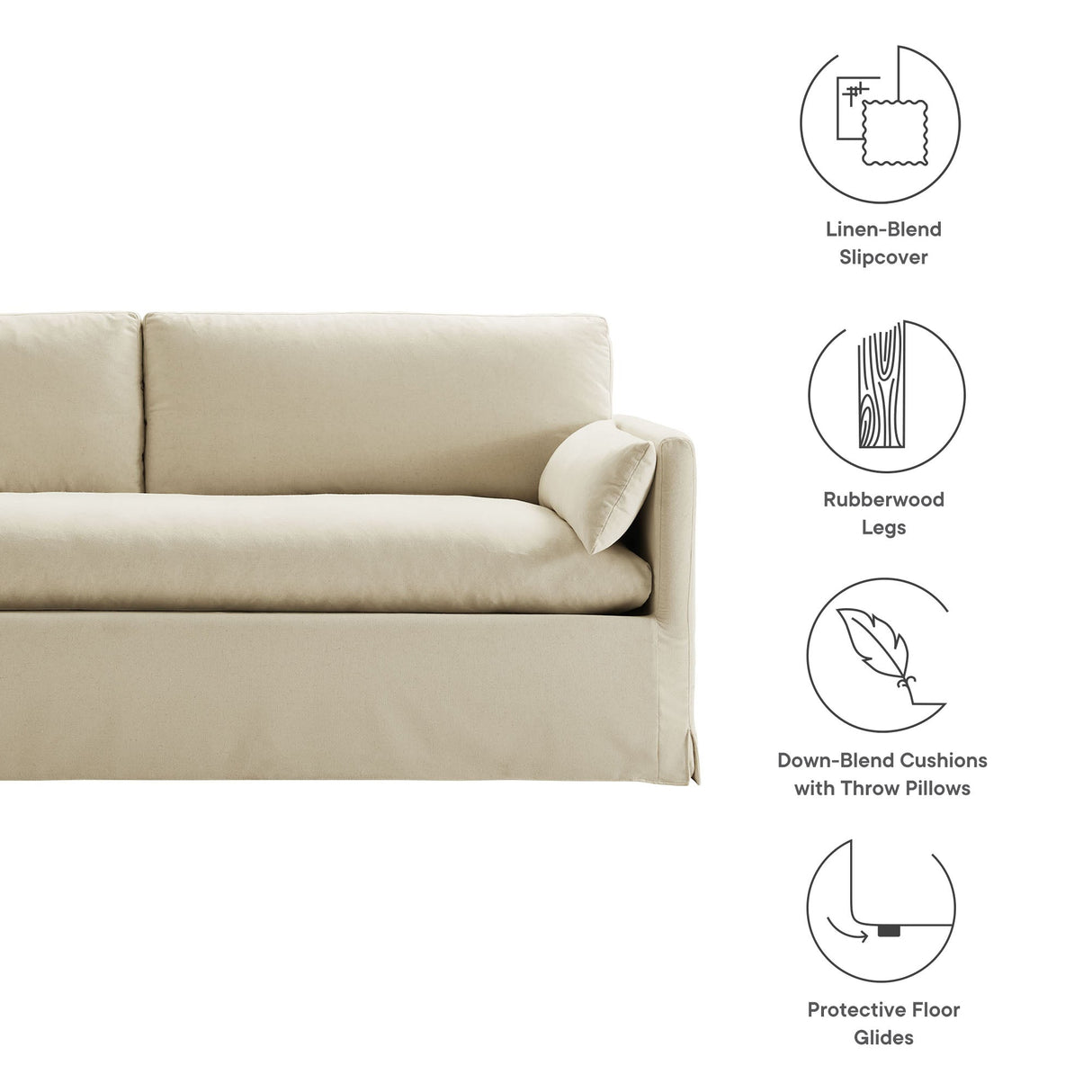 Refined Contemporary Slipcovered Fabric Sofa
