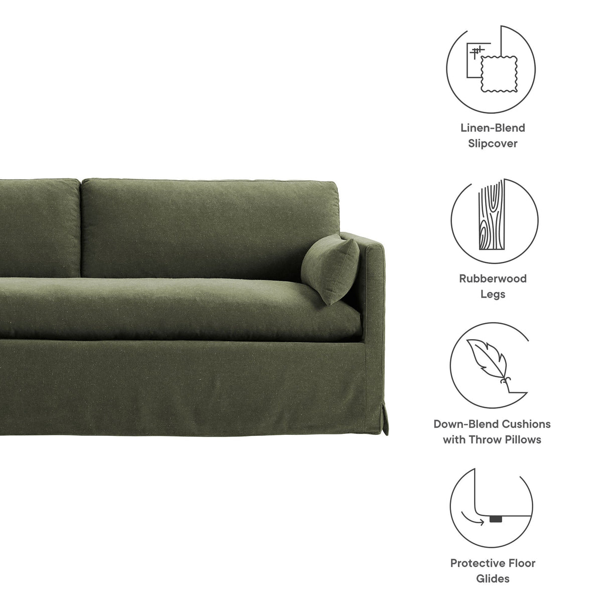 Refined Contemporary Slipcovered Fabric Sofa