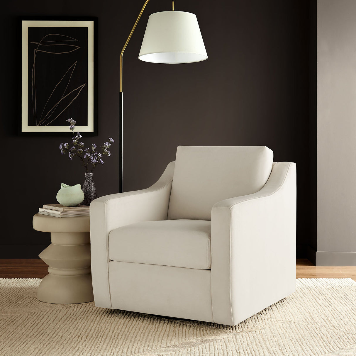 32 Inch Performance Velvet Swivel Armchair