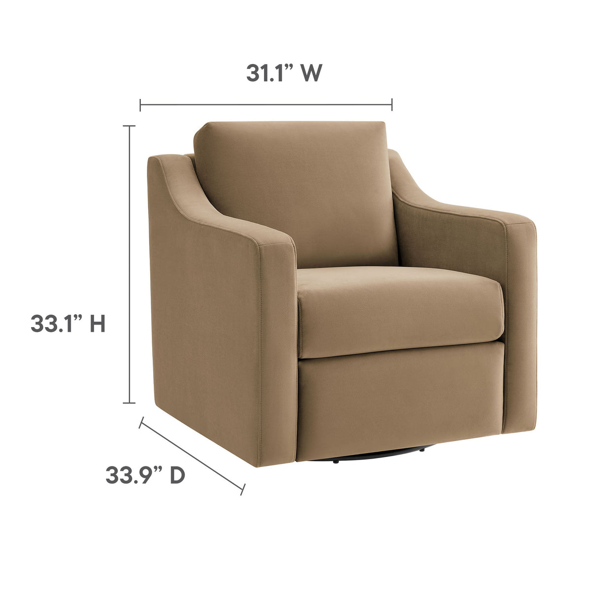 32 Inch Performance Velvet Swivel Armchair