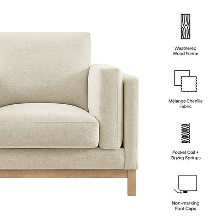 40 Inch Mélange Chenille Fabric Armchair with Kiln-Dried Wood Frame