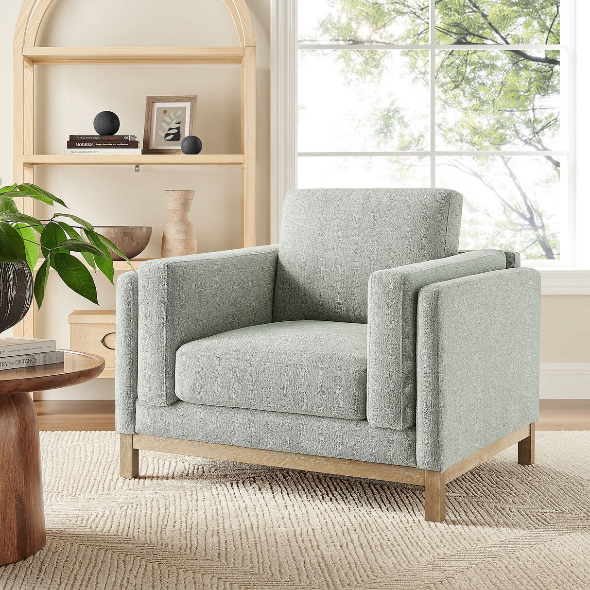 40 Inch Mélange Chenille Fabric Armchair with Kiln-Dried Wood Frame