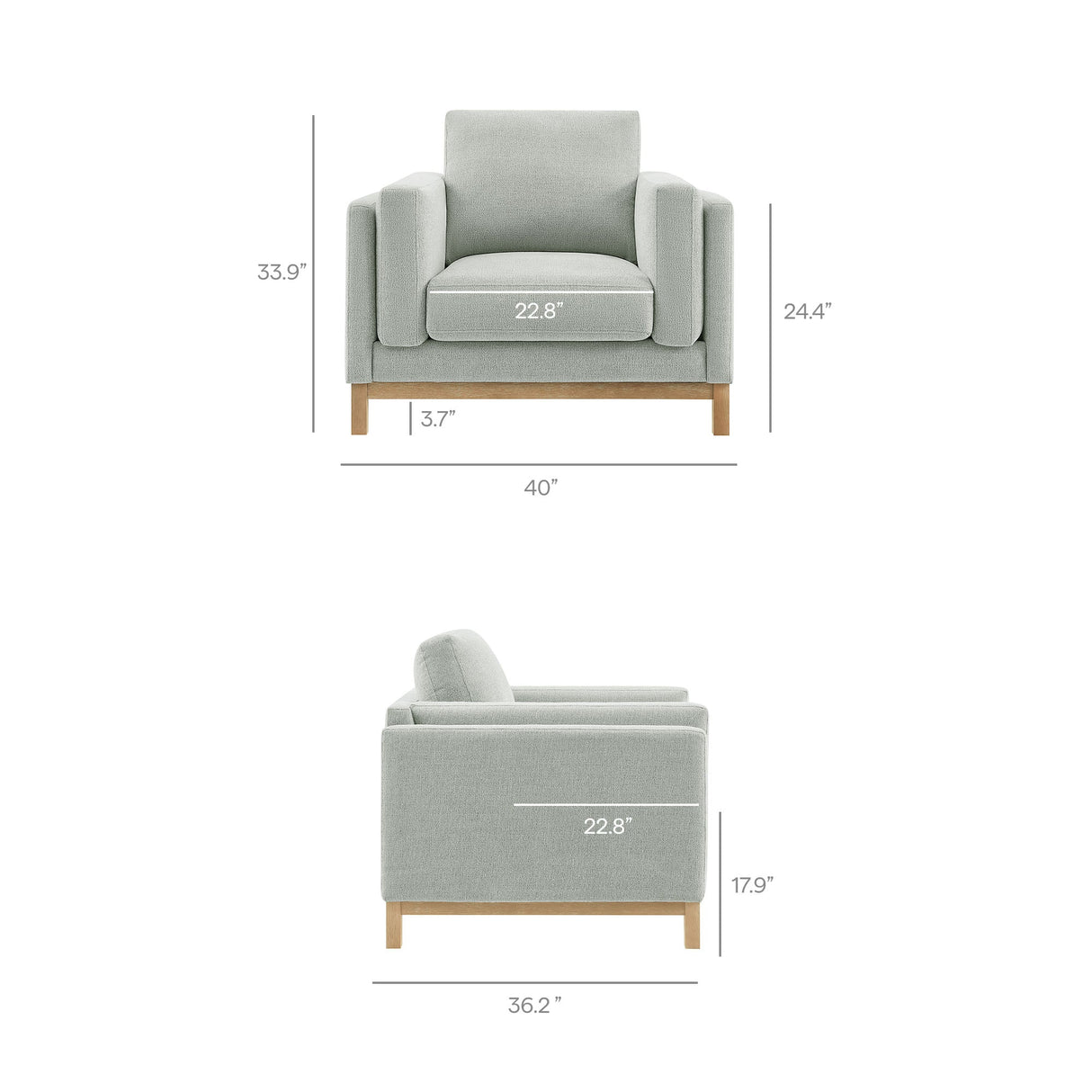40 Inch Mélange Chenille Fabric Armchair with Kiln-Dried Wood Frame