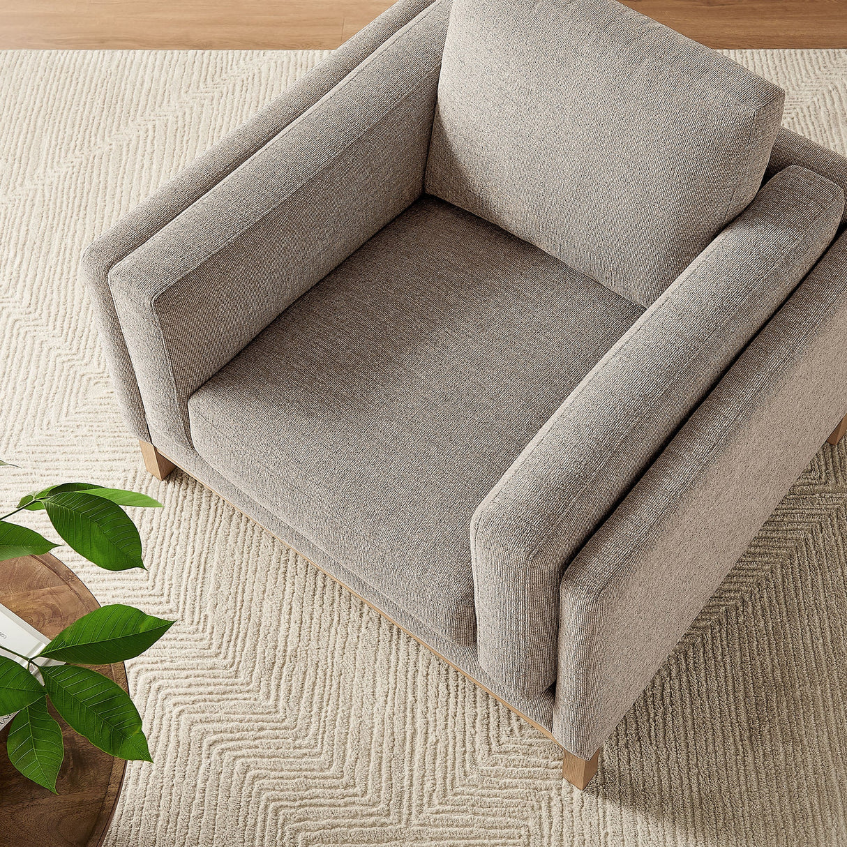 40 Inch Mélange Chenille Fabric Armchair with Kiln-Dried Wood Frame