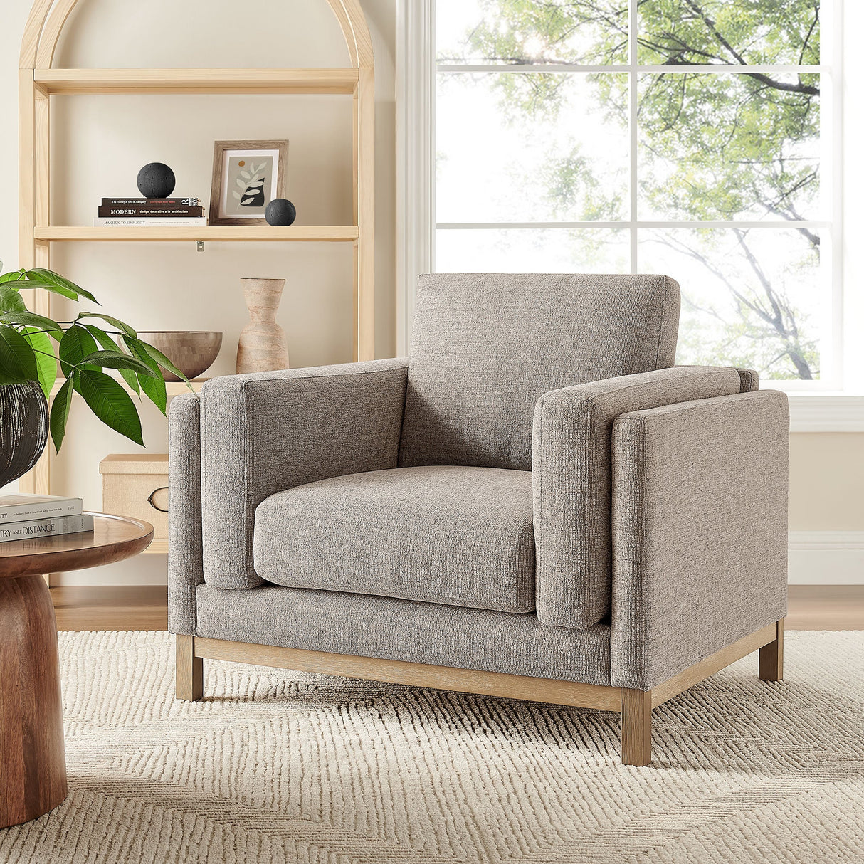 40 Inch Mélange Chenille Fabric Armchair with Kiln-Dried Wood Frame