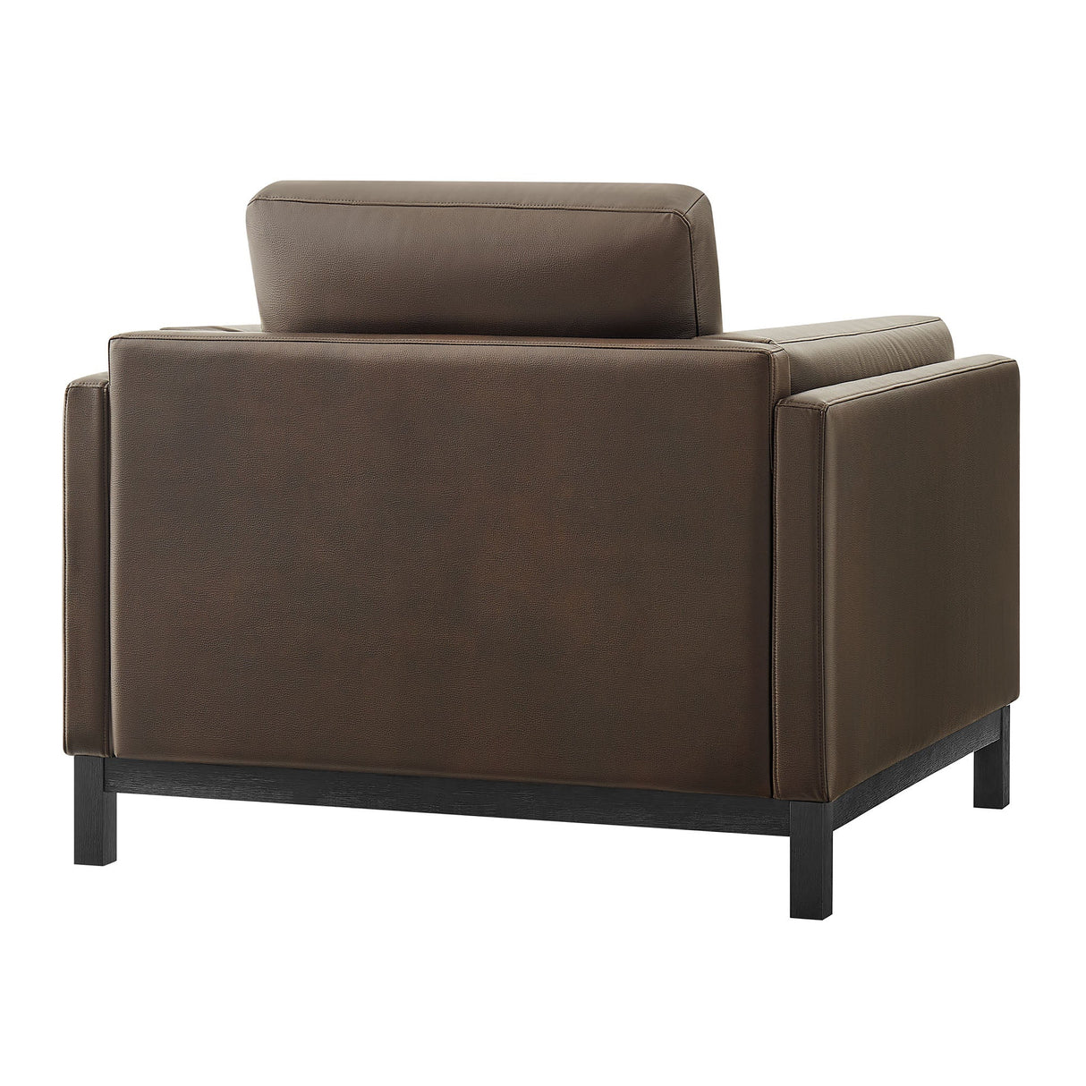40 Inch Vegan Leather Armchair with Weathered Wood Frame